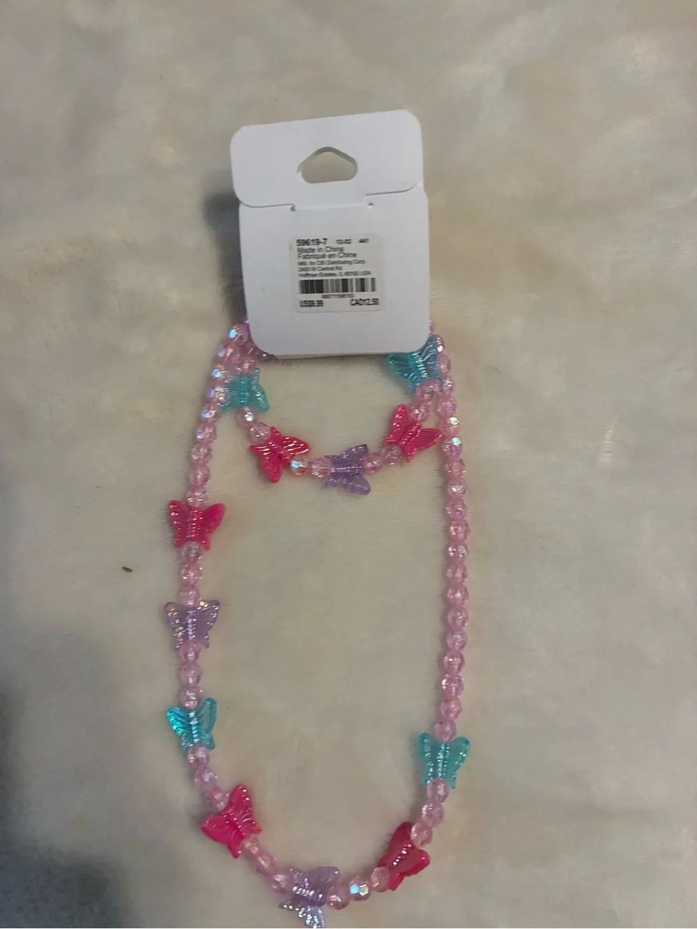 Claire's Pink Butterfly Bead Necklace for Kids